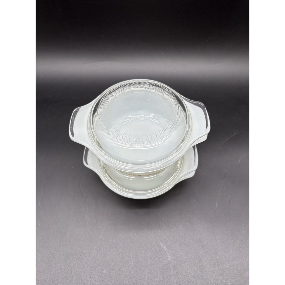 Fire-King #472 Vintage Harvest Vegetable Milk Glass‎ Casserole Bowls w/Lids Pair - Picture 3 of 13